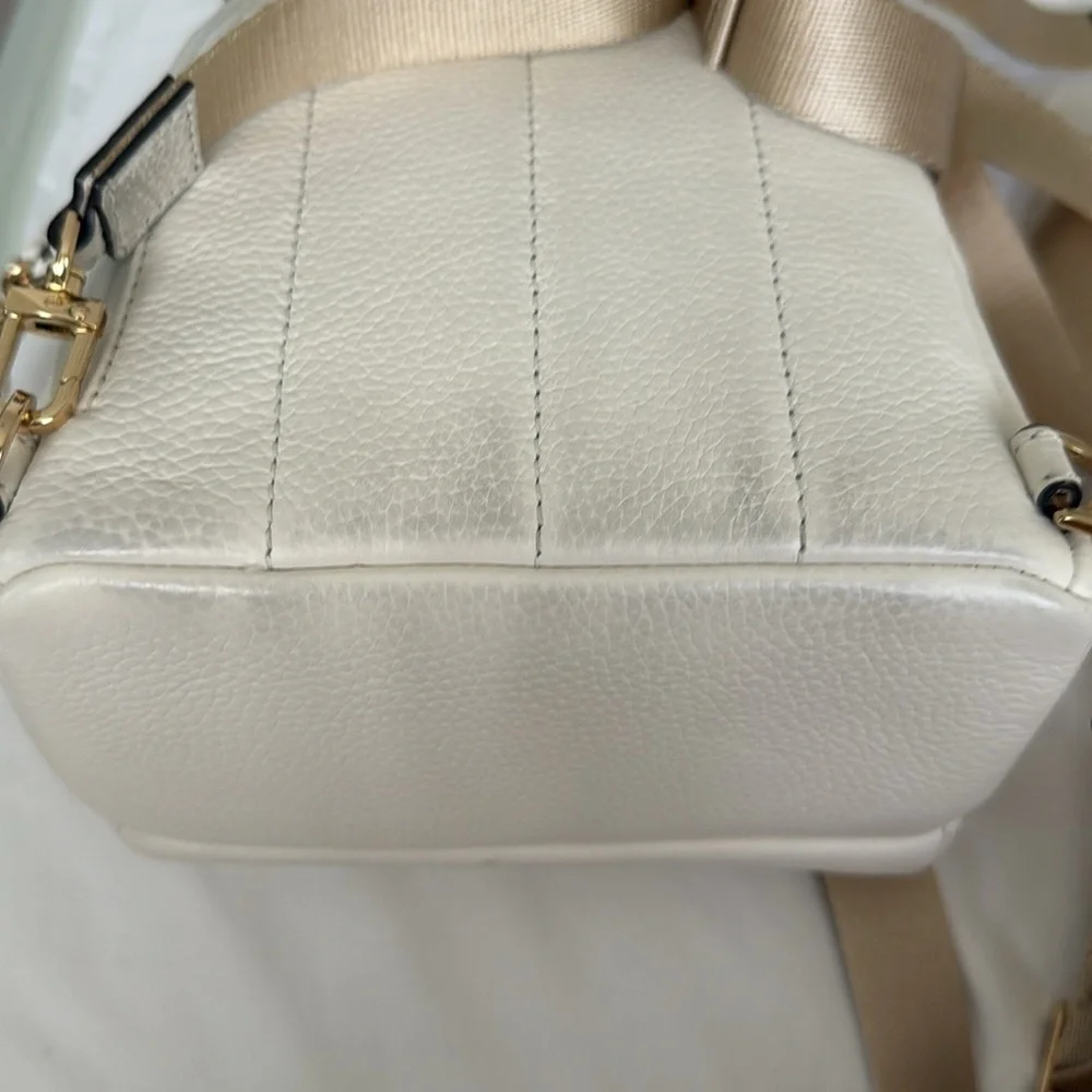 Michael Kors White and Gold Mini Leather Convertible Backpack - Picture 8 of 8